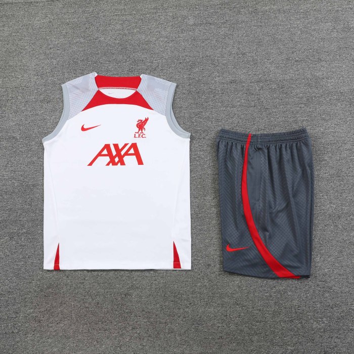 Adult Kit 23-24 Liverpool White Sleeveless Training set Football shirt + short
