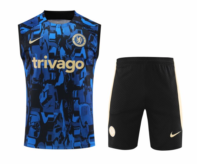 Adult Kit 23-24 Chelsea Blue Sleeveless Training set Football shirt + short