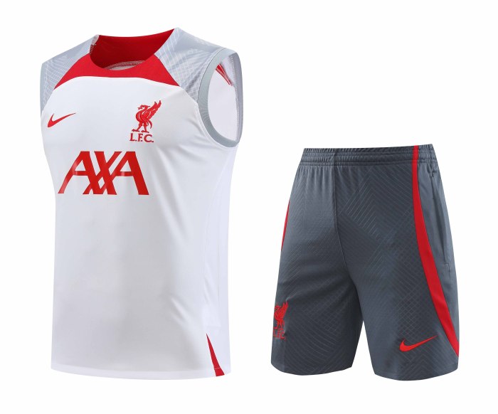 Adult Kit 23-24 Liverpool White Sleeveless Training set Football shirt + short