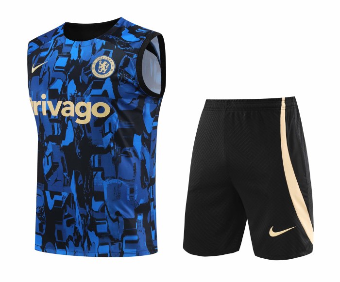 Adult Kit 23-24 Chelsea Blue Sleeveless Training set Football shirt + short