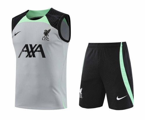 Adult Kit 23-24 Liverpool Gray Sleeveless Training set Football shirt + short