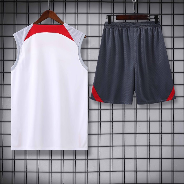 Adult Kit 23-24 Liverpool White Sleeveless Training set Football shirt + short