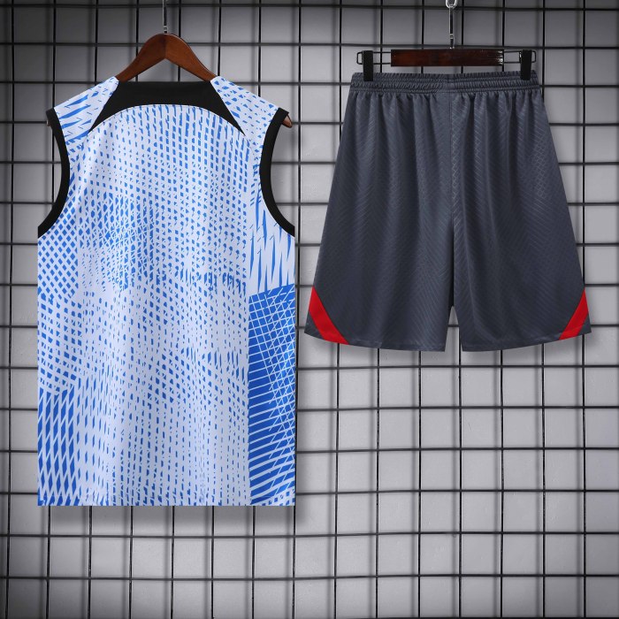 Adult Kit 23-24 Liverpool Light blue Sleeveless Training set Football shirt + short