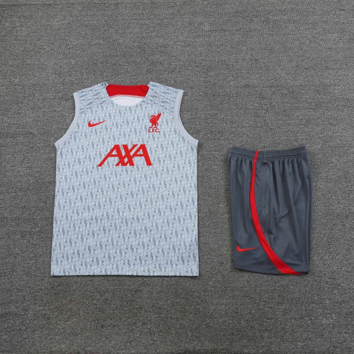 Adult Kit 23-24 Liverpool Light grey Sleeveless Training set Football shirt + short