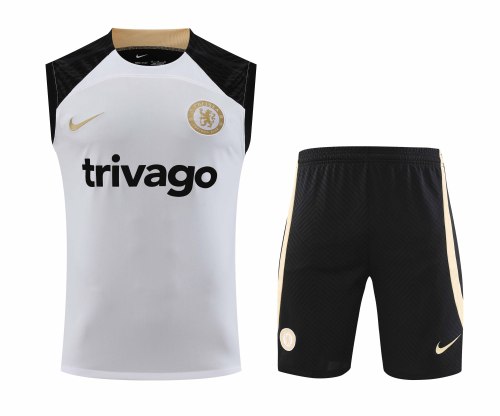 Adult Kit 23-24 Chelsea White Sleeveless Training set Football shirt + short