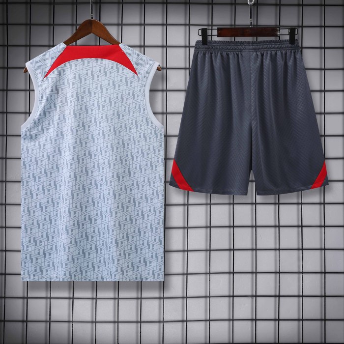 Adult Kit 23-24 Liverpool Light grey Sleeveless Training set Football shirt + short
