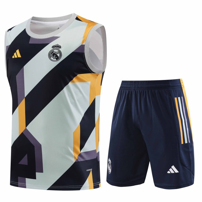 Adult Kit 23-24 Real Madrid White Sleeveless Training set Football shirt + short
