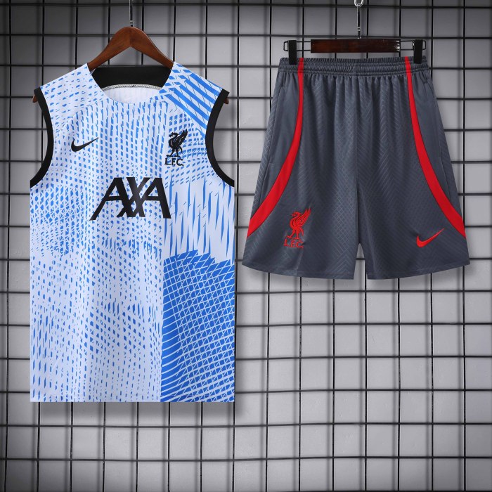 Adult Kit 23-24 Liverpool Light blue Sleeveless Training set Football shirt + short
