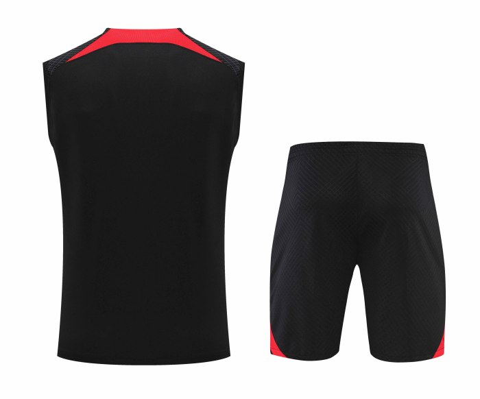 Adult Kit 23-24 Liverpool Black Sleeveless Training set Football shirt + short