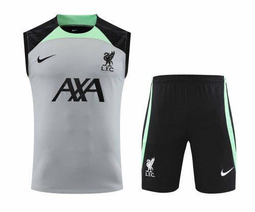 Adult Kit 23-24 Liverpool Gray Sleeveless Training set Football shirt + short