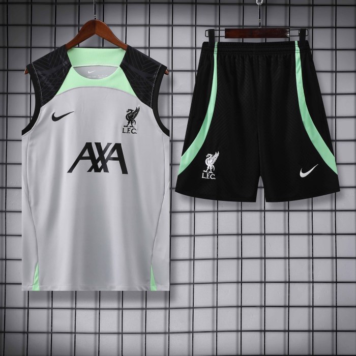 Adult Kit 23-24 Liverpool Gray Sleeveless Training set Football shirt + short