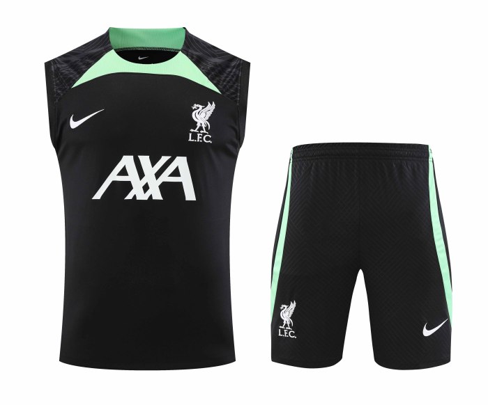 Adult Kit 23-24 Liverpool Black Sleeveless Training set Football shirt + short