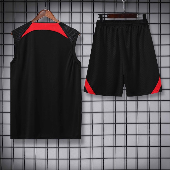 Adult Kit 23-24 Liverpool Black Sleeveless Training set Football shirt + short