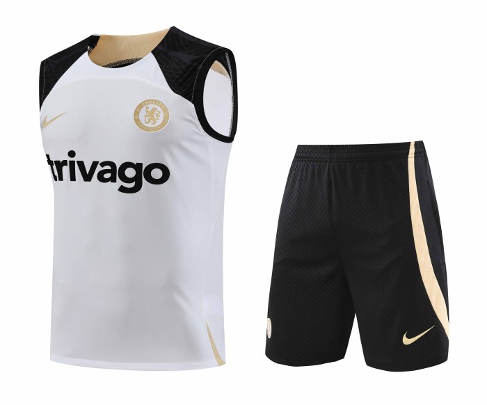 Adult Kit 23-24 Chelsea White Sleeveless Training set Football shirt + short