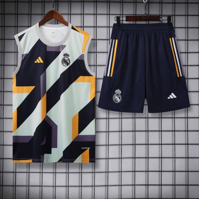 Adult Kit 23-24 Real Madrid White Sleeveless Training set Football shirt + short