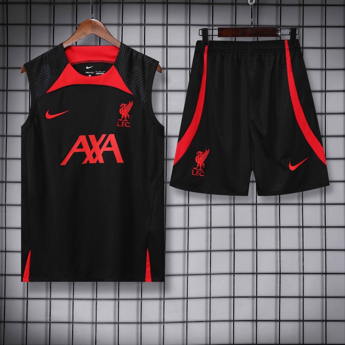 Adult Kit 23-24 Liverpool Black Sleeveless Training set Football shirt + short