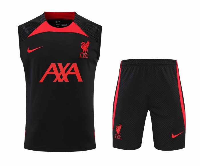 Adult Kit 23-24 Liverpool Black Sleeveless Training set Football shirt + short