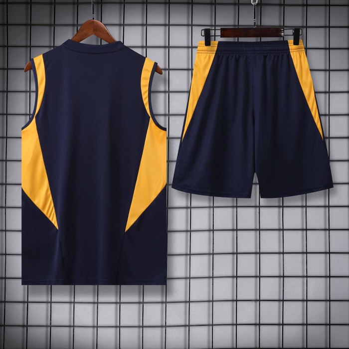 Adult Kit 23-24 Real Madrid Navy blue Sleeveless Training set Football shirt + short