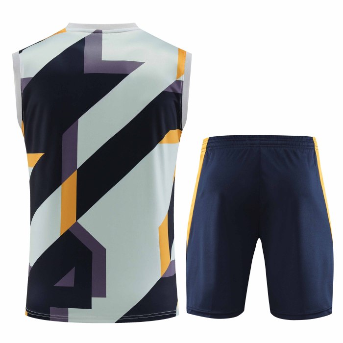 Adult Kit 23-24 Real Madrid White Sleeveless Training set Football shirt + short