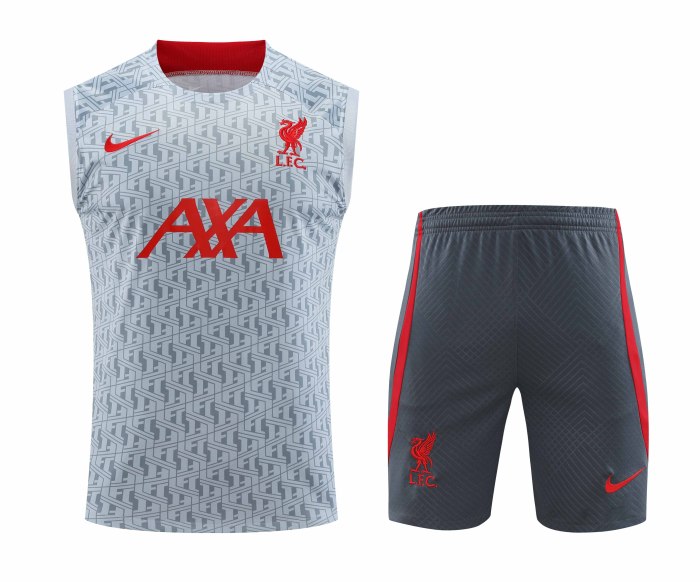 Adult Kit 23-24 Liverpool Light grey Sleeveless Training set Football shirt + short