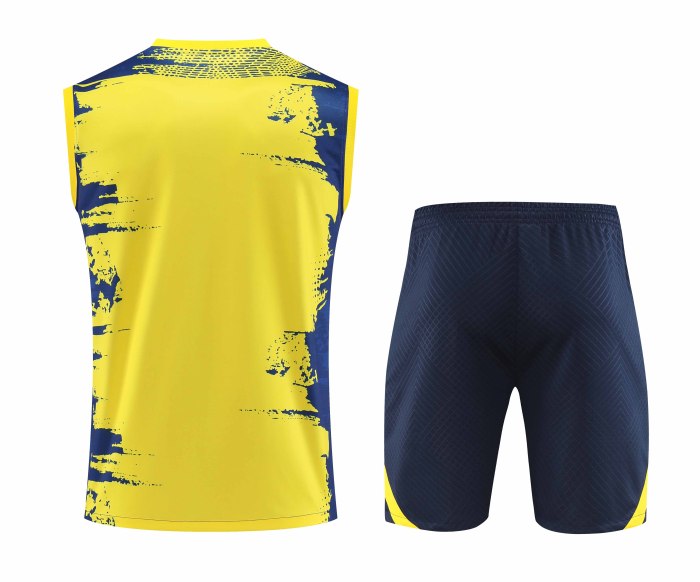 Adult Kit 23-24 Barcelona Yellow Sleeveless Training set Football shirt + short