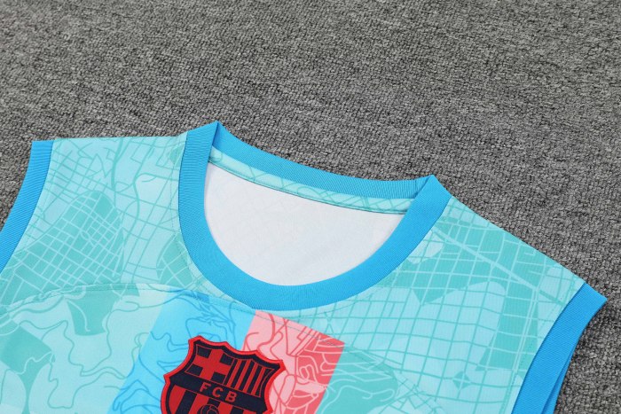 Adult Kit 23-24 Barcelona Light blue Sleeveless Training set Football shirt + short
