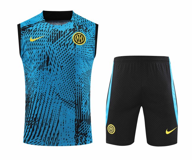Adult Kit 23-24 Inter Milan Blue Sleeveless Training set Football shirt + short