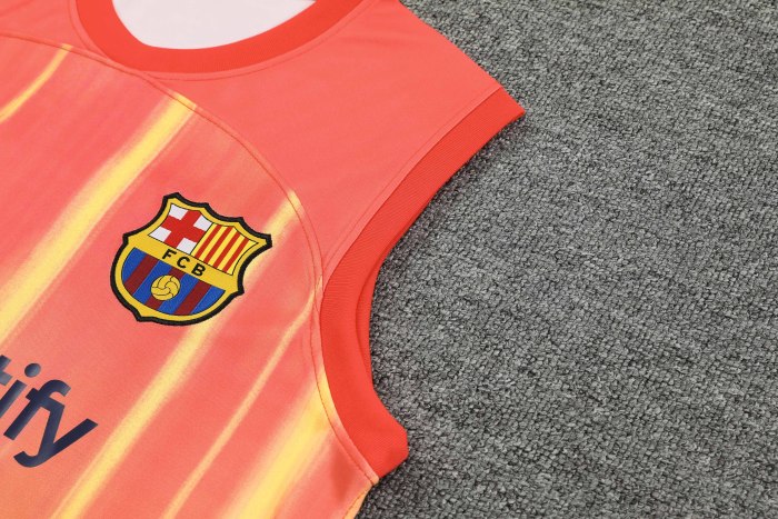 Adult Kit 23-24 Barcelona Orange Sleeveless Training set Football shirt + short