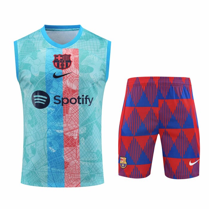 Adult Kit 23-24 Barcelona Light blue Sleeveless Training set Football shirt + short