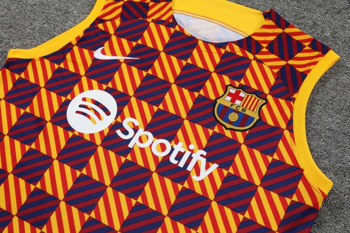 Adult Kit 23-24 Barcelona Yellow Sleeveless Training set Football shirt + short