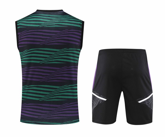 Adult Kit 23-24 Real Madrid Dark green Sleeveless Training set Football shirt + short