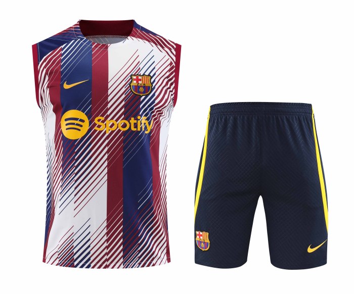 Adult Kit 23-24 Barcelona Stitching color Sleeveless Training set Football shirt + short