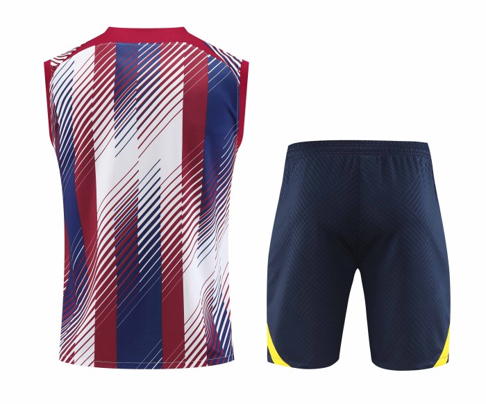 Adult Kit 23-24 Barcelona Stitching color Sleeveless Training set Football shirt + short