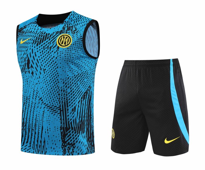 Adult Kit 23-24 Inter Milan Blue Sleeveless Training set Football shirt + short