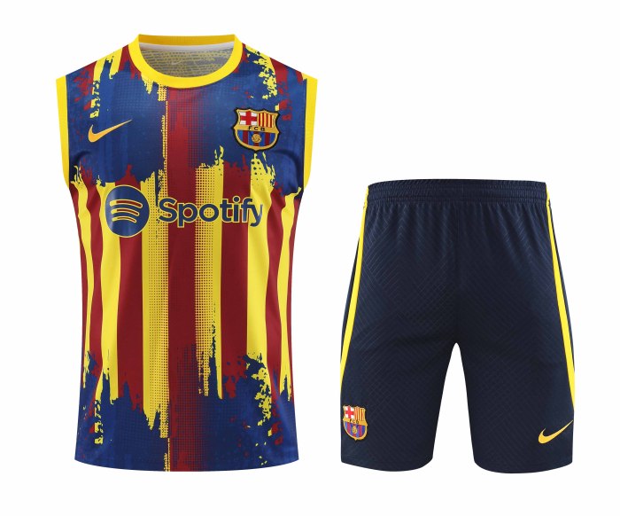 Adult Kit 23-24 Barcelona Yellow Sleeveless Training set Football shirt + short