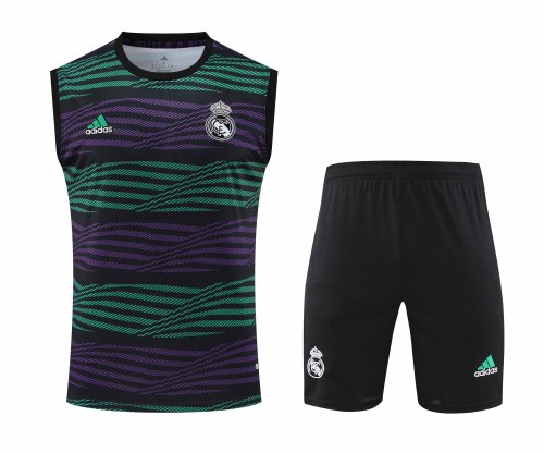 Adult Kit 23-24 Real Madrid Dark green Sleeveless Training set Football shirt + short