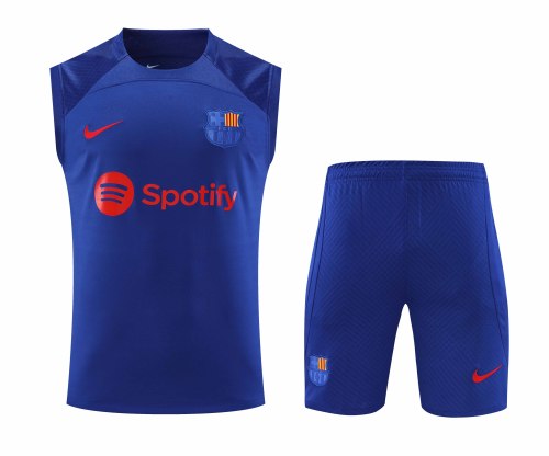 Adult Kit 23-24 Barcelona Dark blue Sleeveless Training set Football shirt + short