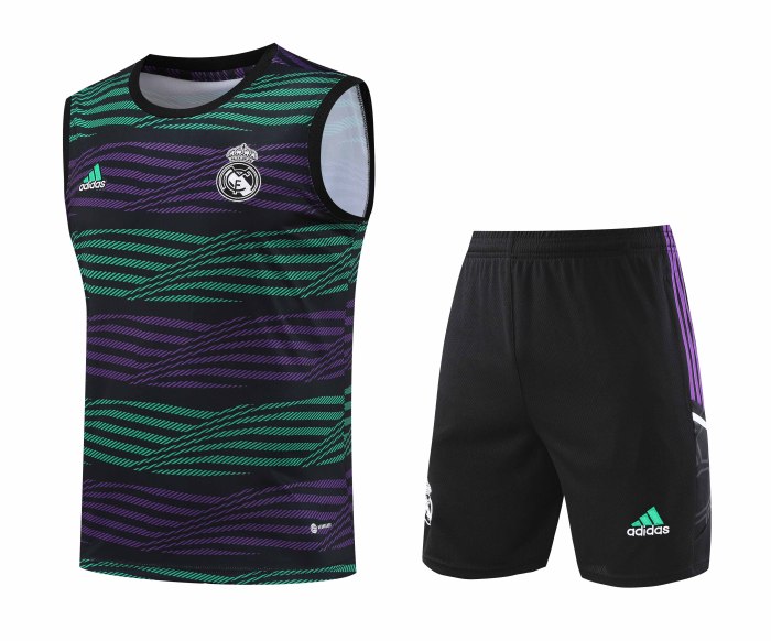 Adult Kit 23-24 Real Madrid Dark green Sleeveless Training set Football shirt + short