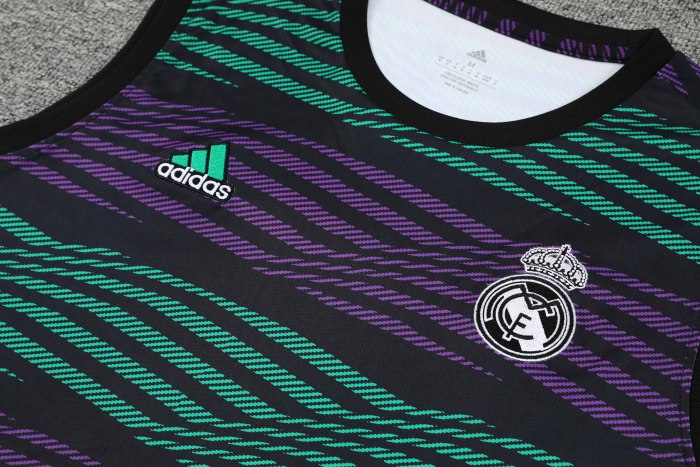 Adult Kit 23-24 Real Madrid Dark green Sleeveless Training set Football shirt + short