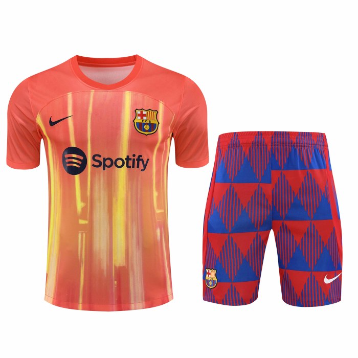 Adult Kit 23-24 Barcelona Orange Training set Football shirt + short