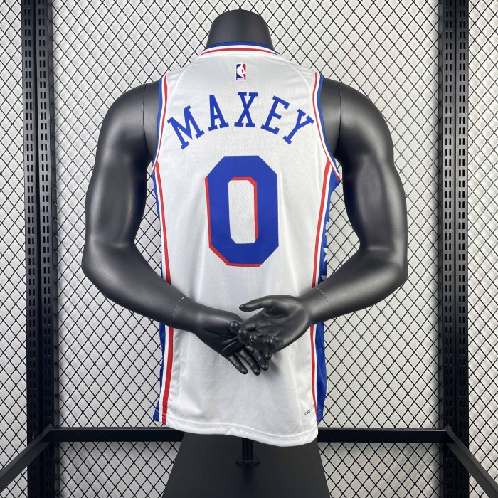 Heat Transfer 2023 Philadelphia 76ers Tyrese Maxey Home White Jersey