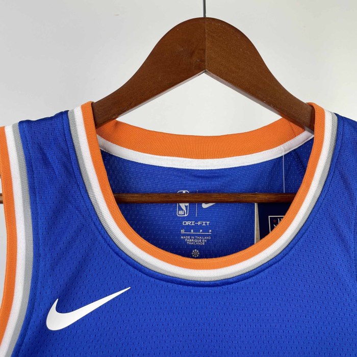 Heat Transfer 2023 New York Knicks Jalen Brunson Away Blue Jersey