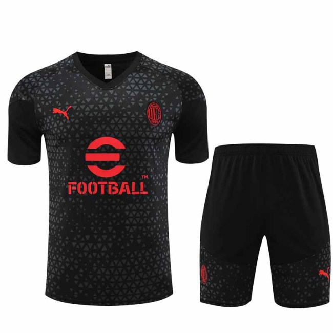 Adult Kit 23-24 AC Milan BlackTraining set Football shirt + short