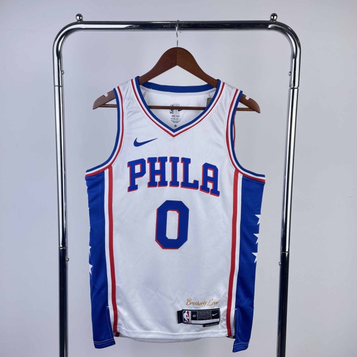 Heat Transfer 2023 Philadelphia 76ers Tyrese Maxey Home White Jersey