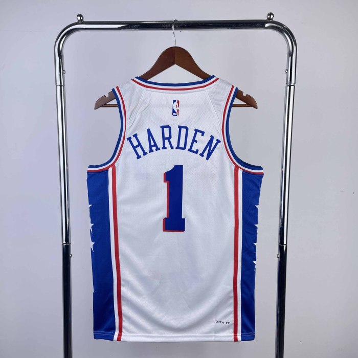 Heat Transfer 2023 Philadelphia 76ers James Harden Home White Jersey