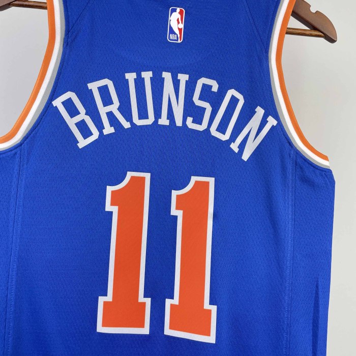 Heat Transfer 2023 New York Knicks Jalen Brunson Away Blue Jersey