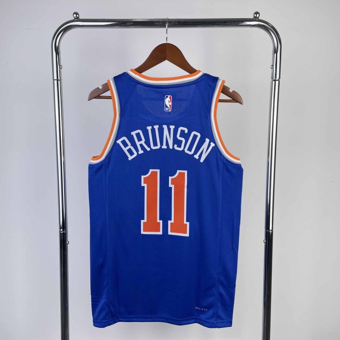 Heat Transfer 2023 New York Knicks Jalen Brunson Away Blue Jersey