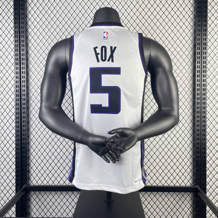 Heat Transfer 2024 Sacramento Kings De'Aaron Fox Home White Jersey