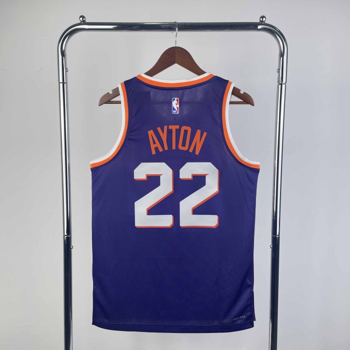 Heat Transfer 2024 Phoenix Suns DeAndre Ayton Away Purple Jersey