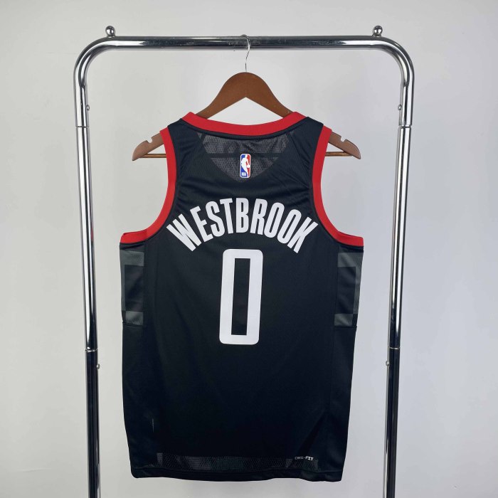 Heat Transfer NBA 2024 Houston Rockets Russell Westbrook Black Jersey
